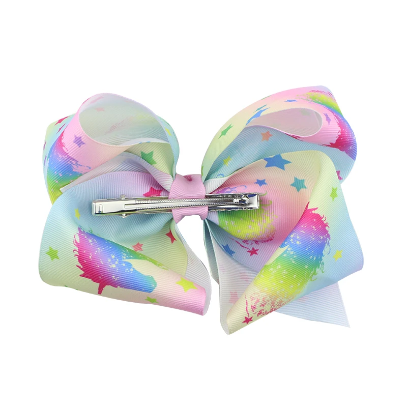 JoJo Clip Rainbow Striped Dots Hair Bows With Clips For Kids Girls Colorful Hairpins Baby Hair Accessories (1)