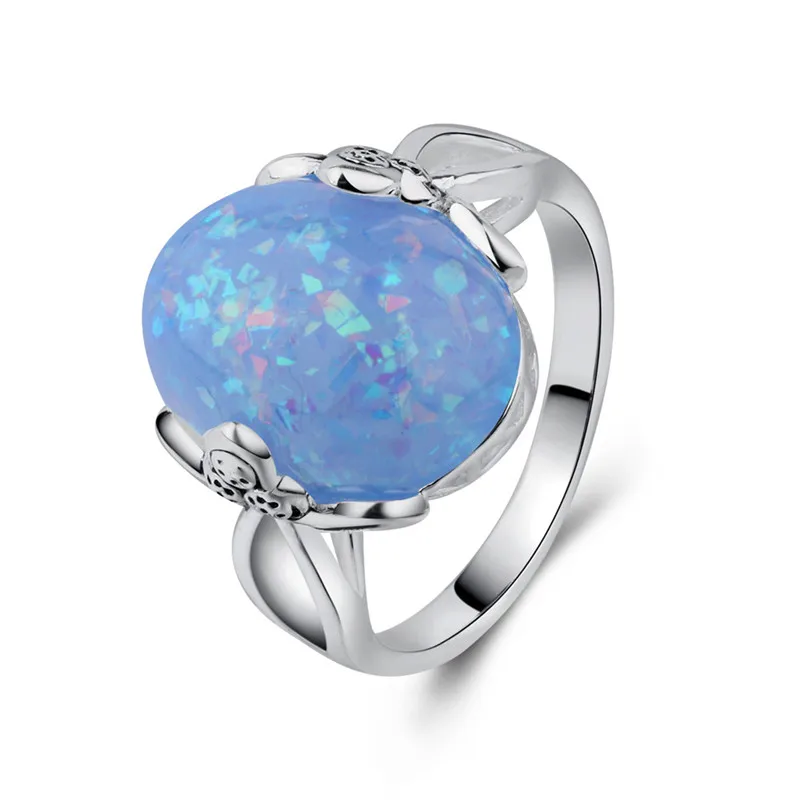Великолепное мужское женское кольцо с большим белым/розовым/голубым опалом, модное обручальное кольцо из серебра 925 пробы, роскошные обручальные кольца для мужчин и женщин