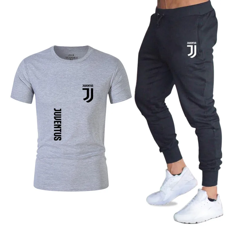 Ювентус Лето Лидер продаж мужские комплекты футболки + брюки комплект из двух предметов повседневный спортивный костюм мужской 2019