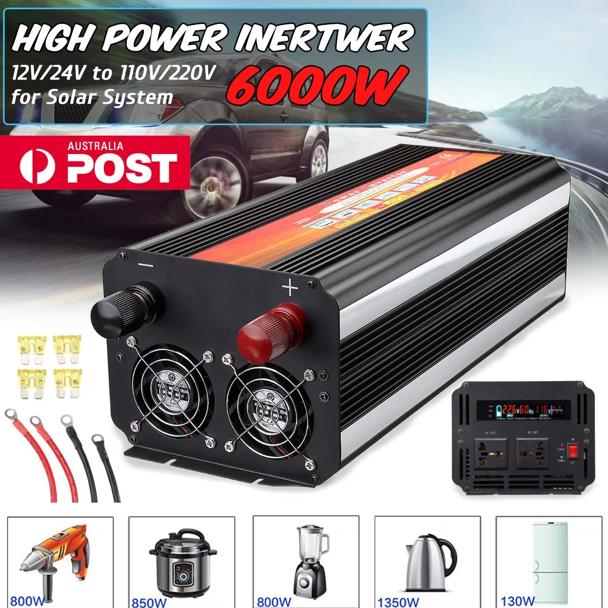 

Solar Inverter 12V 220V 6000W Pea k Power car Inverter Voltage Converter Transformer DC 12V/24V To AC 110V/220V Solar Inversor