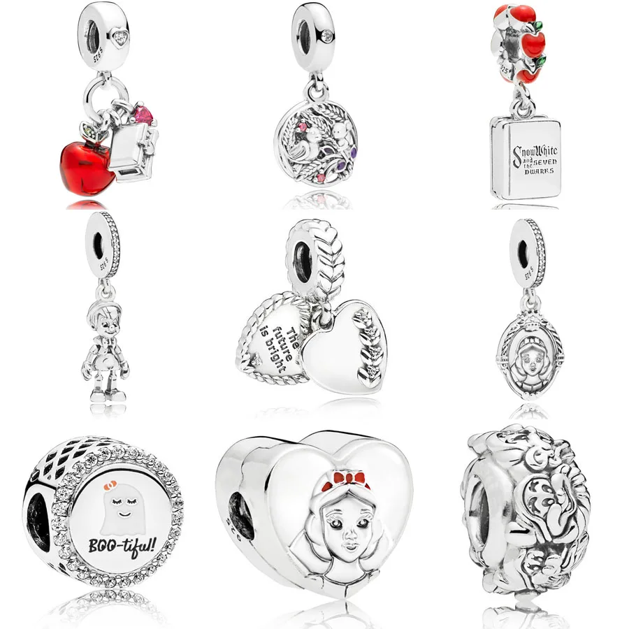 

2018 NEW Snow White 7 Dwarfs All Around Spacer Charm 925 Sterling Silver Clip Charm FIt Pandora Bracelet Pendant DIY Jewelry