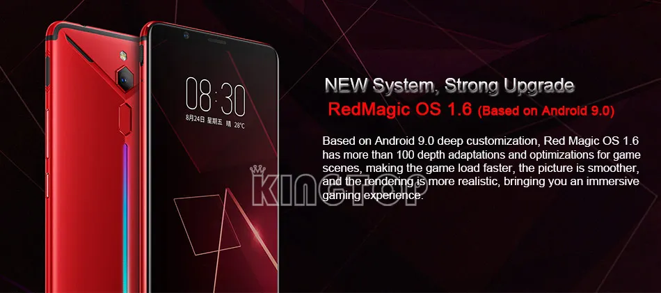 Оригинальный мобильный телефон zte nubia Red Magic Mars 6,0 "8 ГБ ОЗУ 128 Гб ПЗУ Snapdragon 845 Восьмиядерный передний 16.0MP задний 8MP игровой телефон