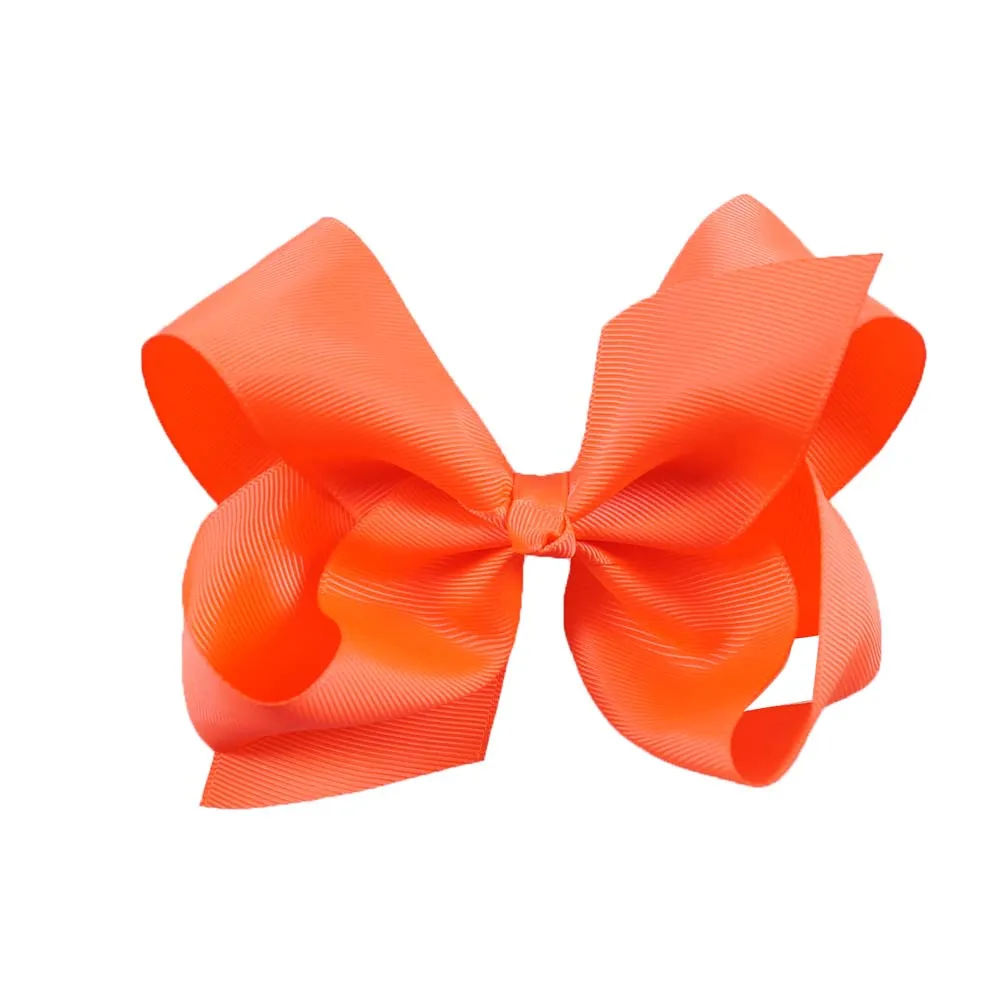 6 дюймов твердый бант для волос с зажимом для девочки, изысканная лента для волос бант для детей классические аксессуары для волос ручной работы 30 шт./лот - Цвет: neon orange
