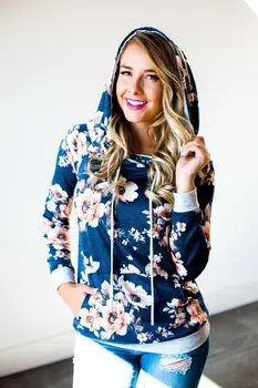 

Women Winter Warm Floral Print Pullover Sweatshirts Causal Out Wear Hoodies Hoody Female Coat