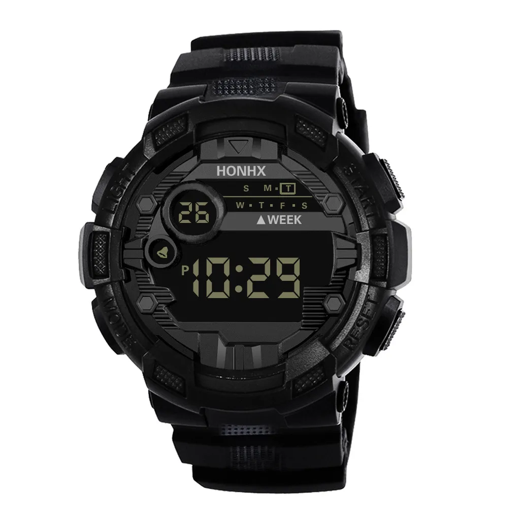 Reloj mujer мужские часы honhx роскошный для мужчин s цифровой светодиодный часы Дата спортивные мужские уличные электронные часы relogio masculino - Цвет: Черный