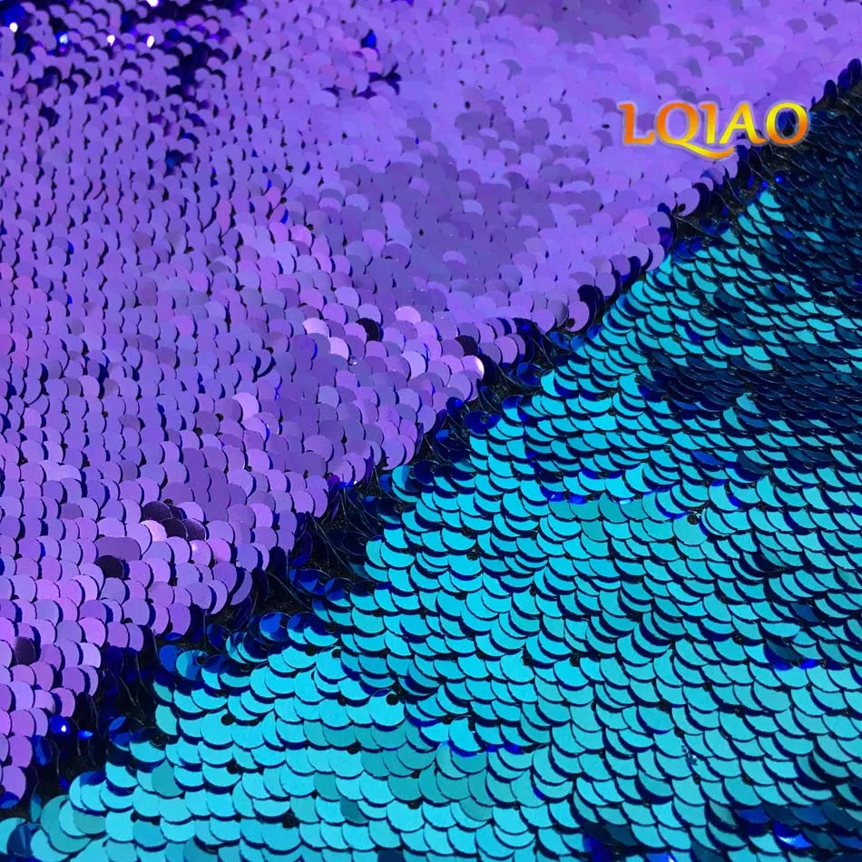 Turquoise Purple Sequin Fabric-001
