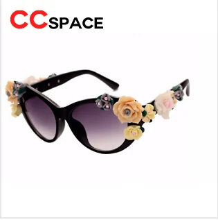 Цветочные солнцезащитные очки для женщин Кошачий Глаз Модные солнцезащитные очки UV400 женские летние пляжные очки с розами Oculos