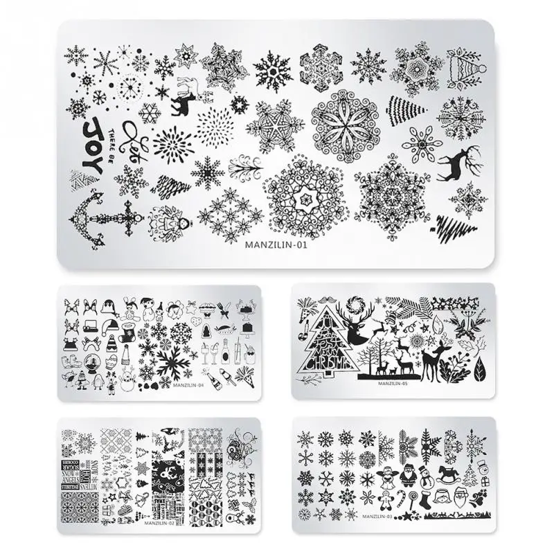 

5 Types Halloween Christmas Nail Stamping Plates Nail Stamp Polish Image Nail Art Image Stamp Stamping Manicure Template
