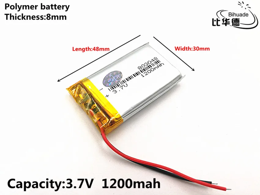 1pcs/lot Good Qulity 3.7V 1200mAH 803048 Polymer lithium ion / Li-ion battery for TOY POWER BANK GPS mp3 mp4 | Электроника