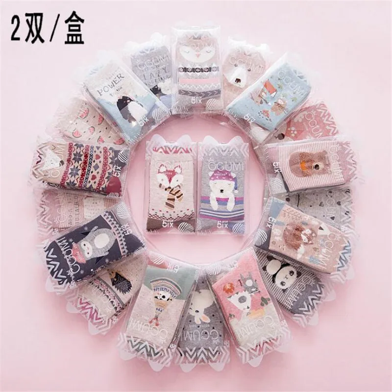 Носки женские хлопковые с мультяшным принтом 2 пары|cotton socks women|animal womenanimal |
