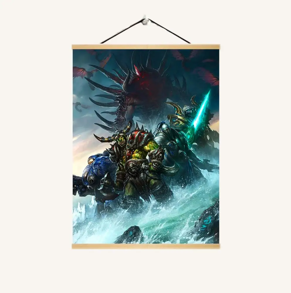 World of Warcrafts игровой плакат домашний настенный декоративный цельный деревянный подвесной свиток живопись на холсте высокого качества - Цвет: I