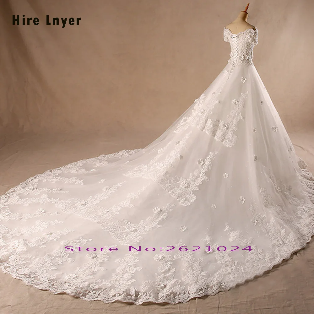 HIRE LNYER свадебное платье с коротким рукавом со шнуровкой и бусинами|robe de mariee|gown