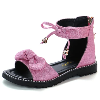 

Children Sandals 2020 New Child Flat Girls Princess Summer Shoes Chaussure Enfants Bowtie Sandals Glittler Party Kids Shoes