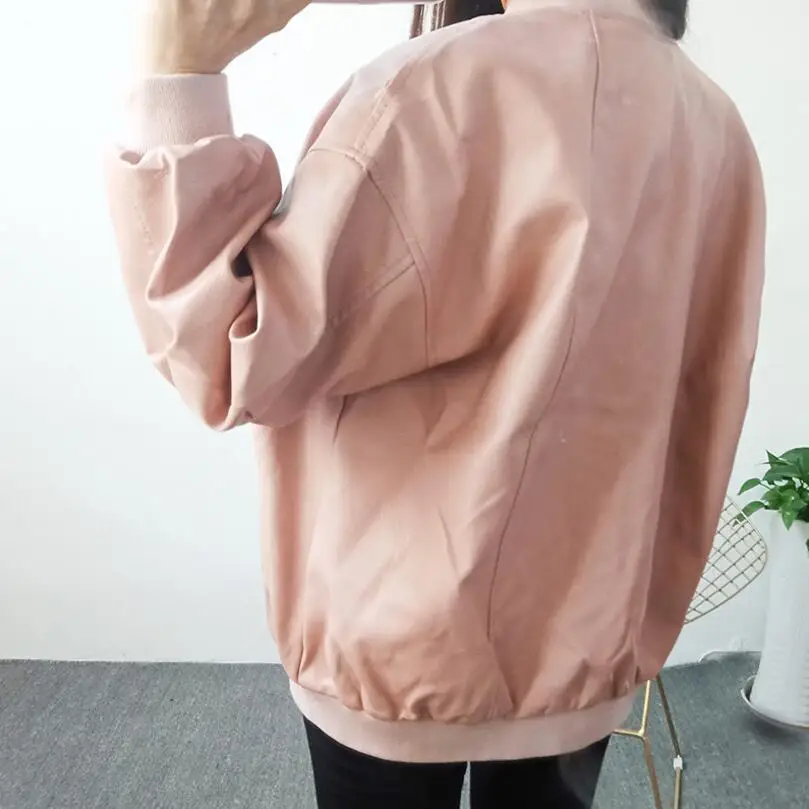 Moto Base Black Femmes pink Mode 2018 Manteau Automne Pu En W1012 Nouveau Cuir Dames De Faux Rue Veste Zipper WFSAwq