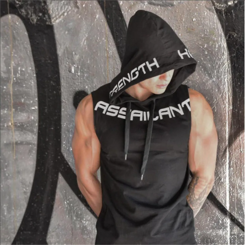 

2018 Mens Cotton Hoodie Sweatshirts fitness clothes bodybuilding tank top men Sleeveless Trend Tees Shirt Casual vest