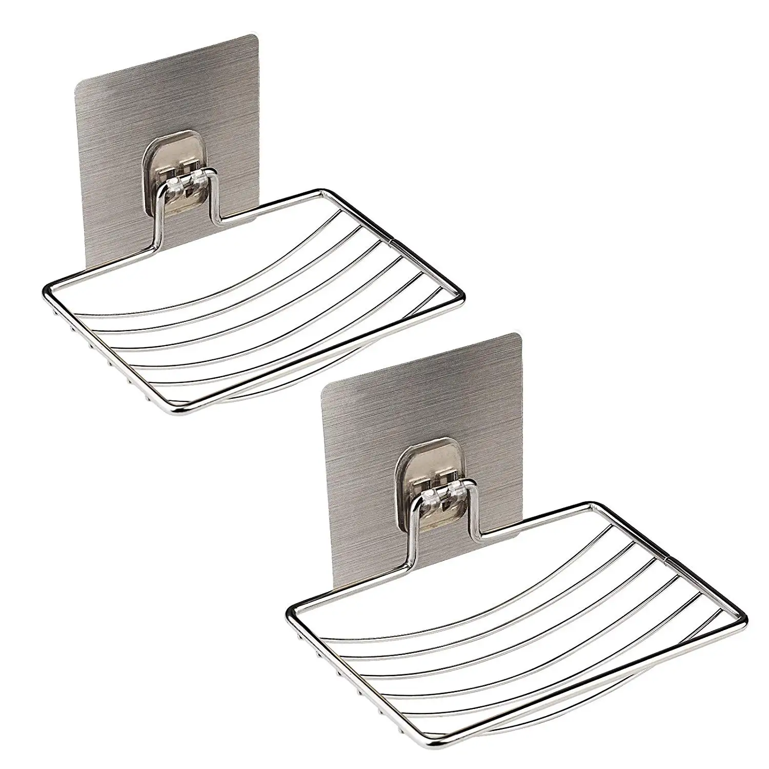 

METABLE 2Pack Self Adhesive Wall Mounted Soap Sponge Holder Stainless Steel Storage Saver Rack for Home kitchen Bathroom Shower