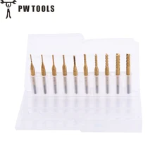 10pcs/set PCB Drill Bits CNC End Mill Tool Set Woodworking Engraving Cutter For Power Tools 0.8-3.175mm