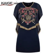 KAIGE. nina Nuevo Estilo Del Verano Vendimia de Las Mujeres Vestido de Diamantes Decoración Floral Imprimir Flojo Ocasional Vestidos de Gasa de 815 #-1