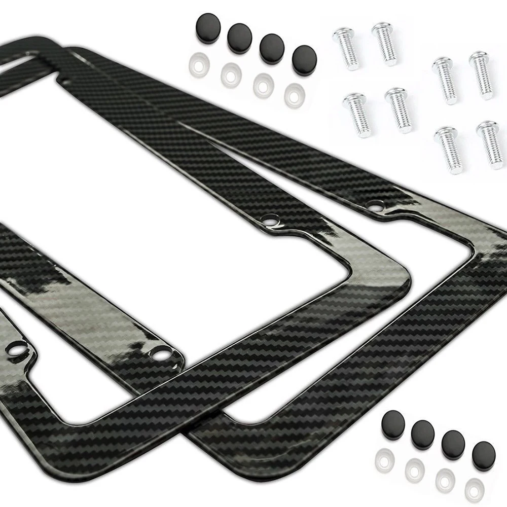 

License Plate Frame Tag Cover Protection Rack Carbon Fiber Frame Fits for all USA and Canada License Plates