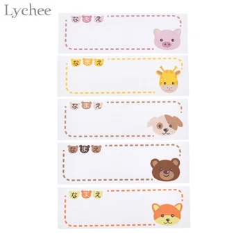

Lychee Life 6Pcs Cute Cartoon Animal Name Sticker Patches Iron On Handwritten Name Patch DIY Clothing Applique Accessory
