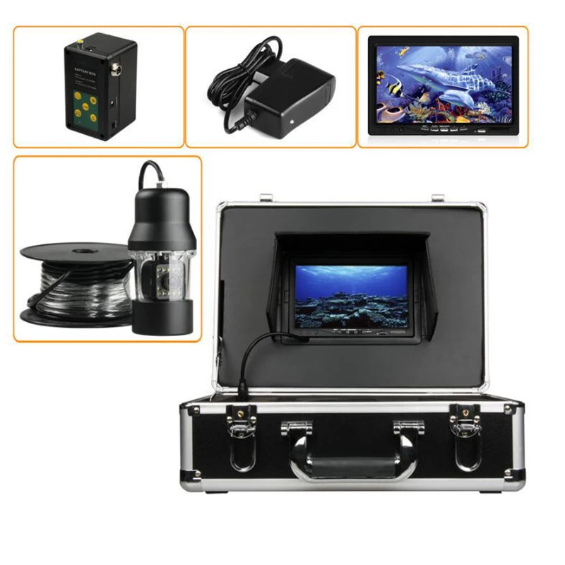 

600TVL CCTV Underwater Fishing Camera Fish Finder 7" TFT LCD Monitor 20M Cable Rotate 360 Degree Remote Control