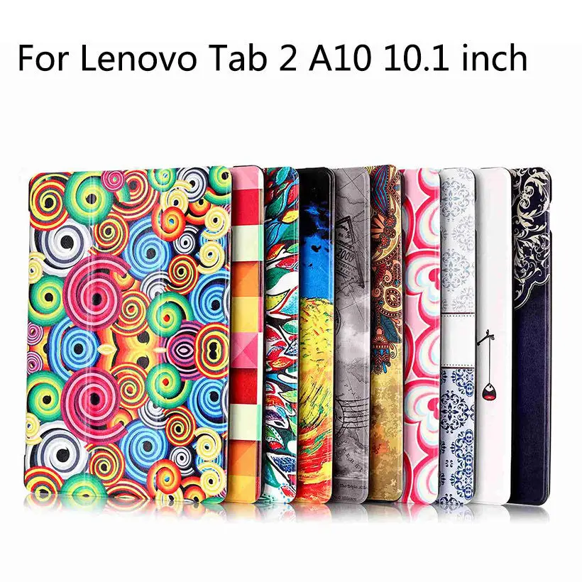 

Tab 2 A10 30 Colorful Print Leather Case Cover for Lenovo Tab 2 A10-70 a10-30 X30F X30L Tablet 10.1 inch Magnet Smart folio Case