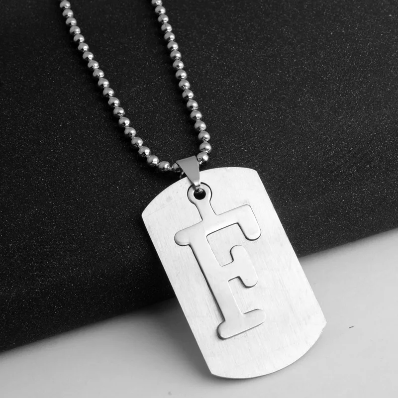 Титановая Подвеска из нержавеющей стали 26 букв Алфавит Dogtag для мужчин и женщин DIY Подвески, ожерелья ювелирные изделия Pingente Ciondoli Pendentif - Окраска металла: F