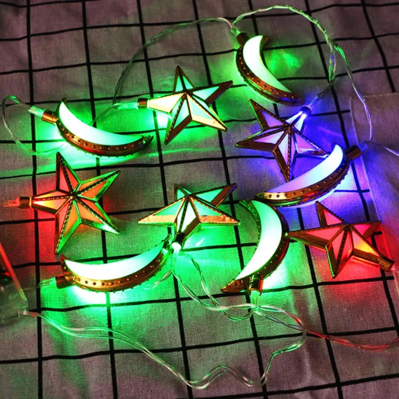 Звезда Луна Рамадан вечерние декоративные светодиодные лампочки строка Рамадан Eid Декор Рамадан мусульманин Ислам Декор поставки