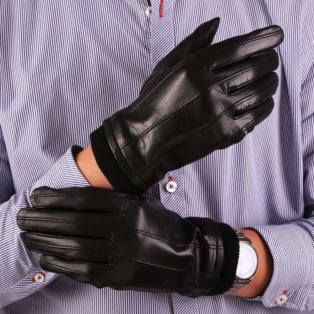 Free Shipping Men Genuine Leather Gloves Touch Perforated Thin Section