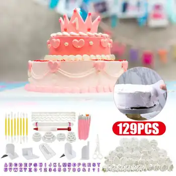 

129pcs Cake Mold Cookie Biscuit Fondant DIY Baking Tool Kitchen Cake Maker Paste Embosser Cutter Tool Cooking Cake Decoration