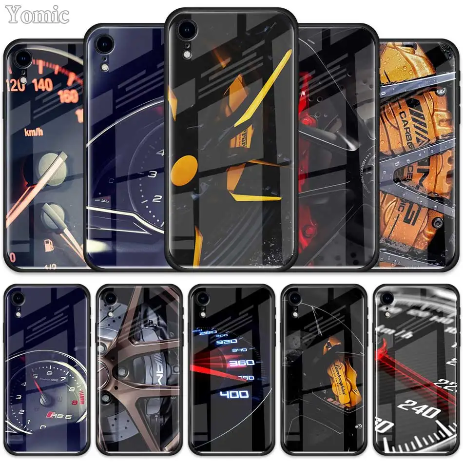 

Car Tire Wheel Dashboard Tempered Glass Case for Apple iPhone XR 7 8 6 6S Plus X XS MAX Cell Phone Case Cover Shell