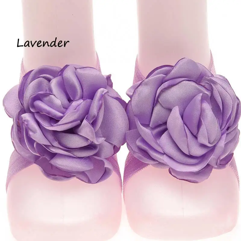 Wecute повязка на голову детские фото украшения для ног эластичный с цветочным принтом ремешок для ног детские сандалии с цветочным принтом новорожденные фотографии реквизит - Цвет: Фиолетовый