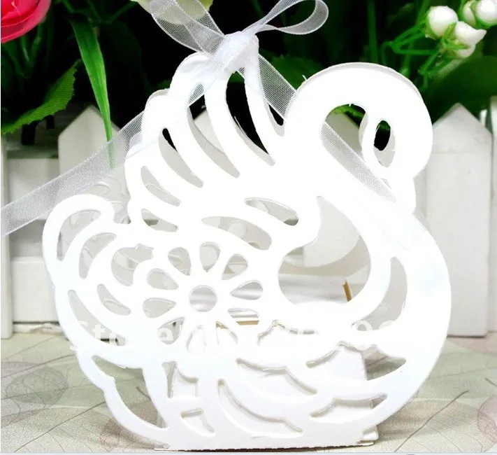 9,5*5*10(см) лебедь коробка для свадебных сувениров, MG61-white