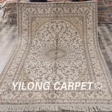YILONG 6'x9' qum Шелковый Vantage ковер изысканный цветочный белый и бежевый персидский шелковый ковер(YHW036B6x9
