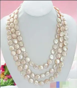 

NAUTRAL 62" 14MM PINK COIN FRESHWATER CULTURED PEARL NECKLACE>Dongguan girl Store free shipping