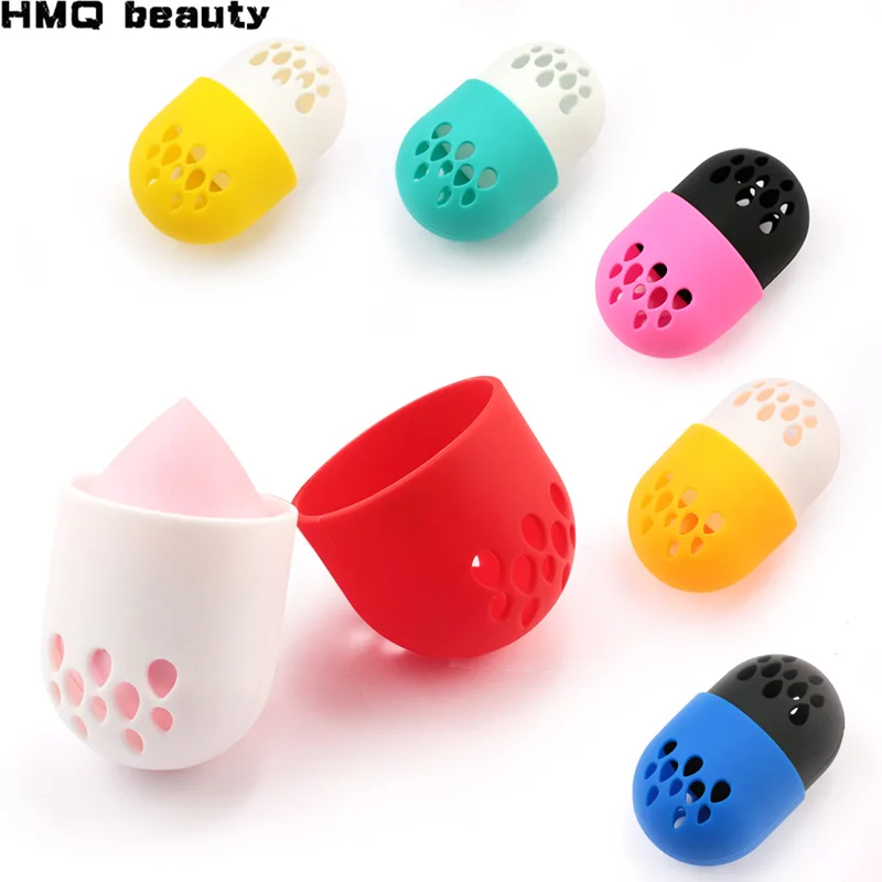  1 pcs makeup sponge holders puff Storage Box Capsule Unique Soft Silicone Breathable Cosmetic Spong