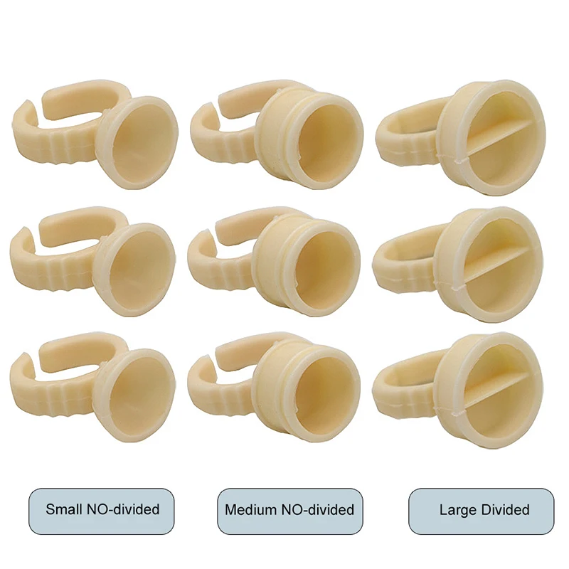 100pcs Disposable Permanent Makeup Ring cup NO Divider Soft Silicone Tattoo ink Eyebrow Lip Tattoo Pigments Holder Rings Contain1