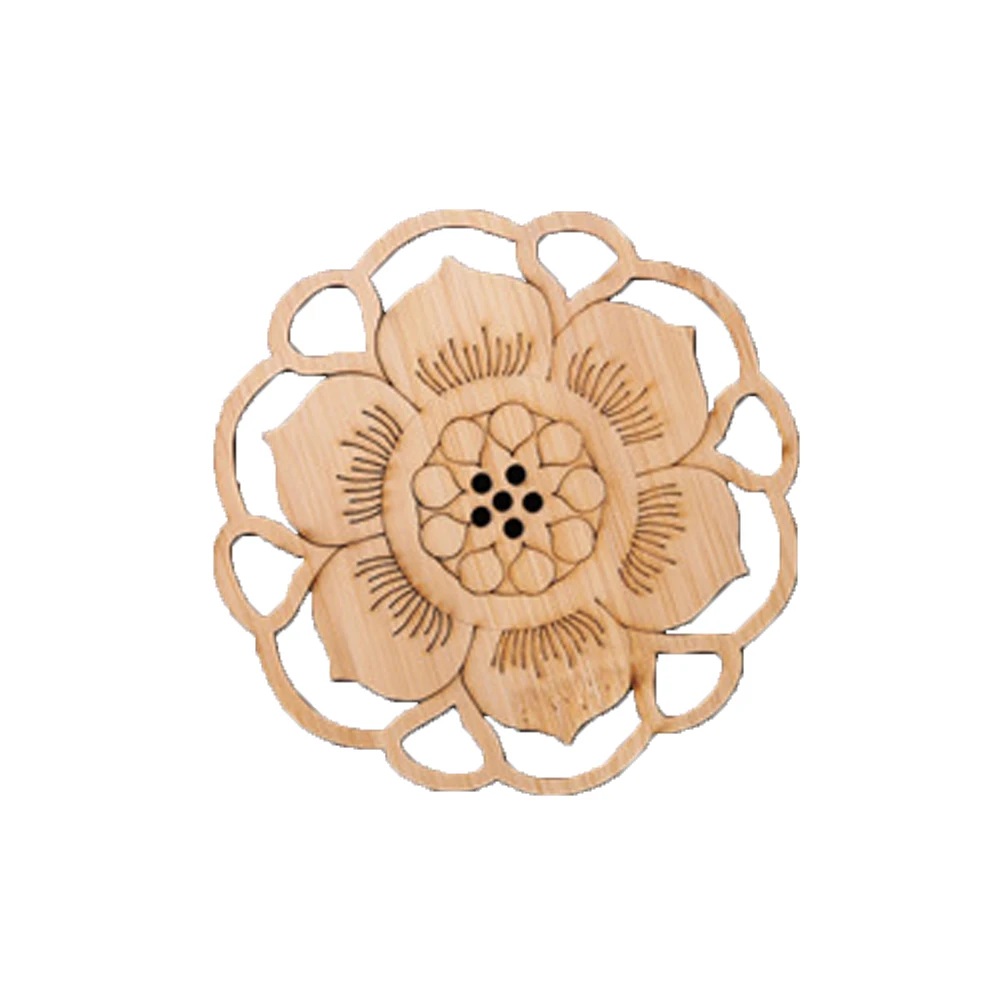 

Home Decoration Vintage Kung Fu Tea Table Leaf Natural Bamboo Handmade Kitchen Round Heat Insulation Placemat Cup Mat