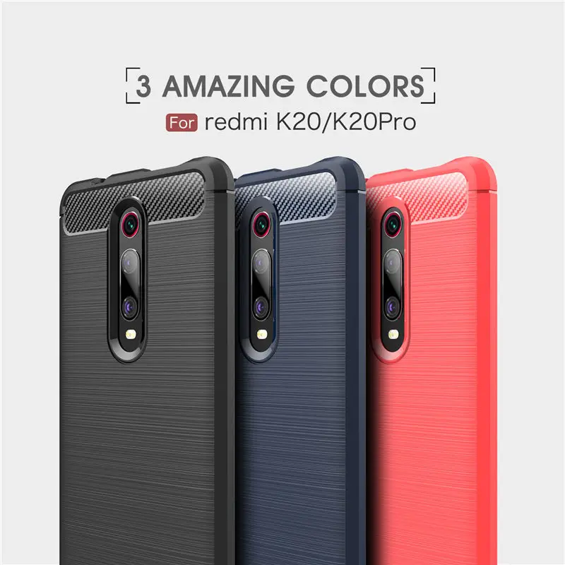 200 шт/партия, деловой чехол для Xiaomi Redmi K20 из углеродного волокна, Матовый ТПУ, задняя крышка для телефона Redmi K20 Pro
