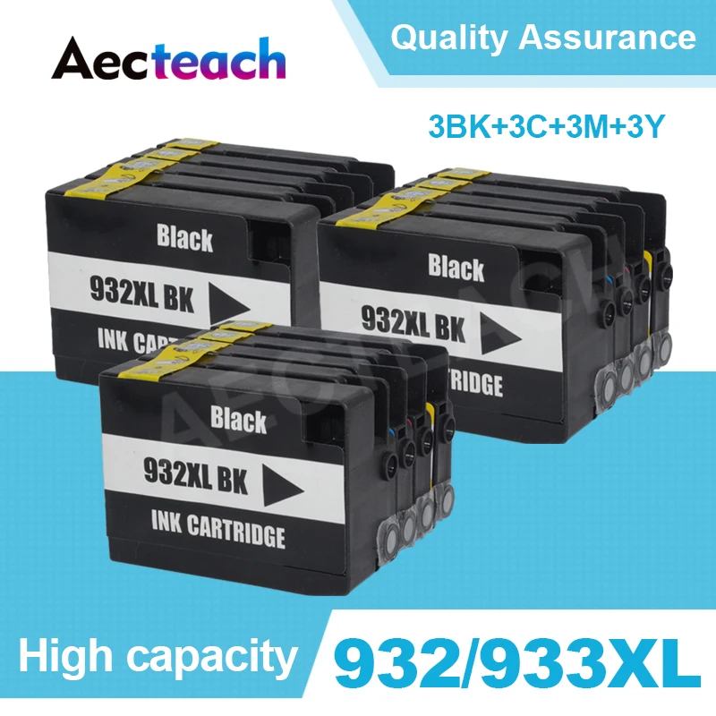 Aecteach комплект из 3 предметов замена для HP 932 933 XL 932XL переработанного чернильного