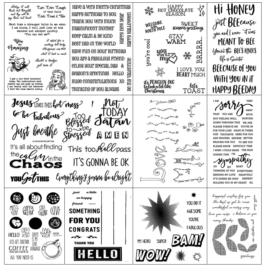 

ZhuoAng Language greetings/Language Transparent and Clear Stamp DIY Scrapbooking Album Card Making DIY Decoration Making