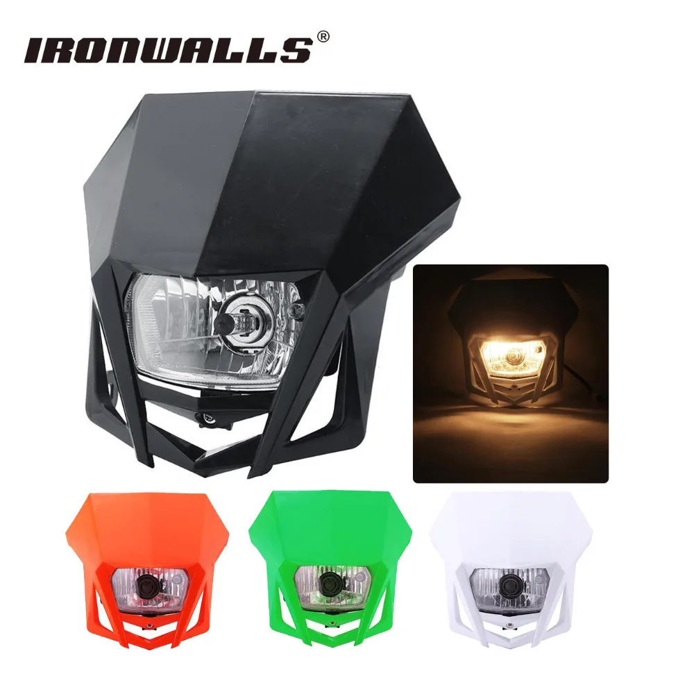 

Ironwalls Enduro Motorcycle Halogen Headlight Fairing Kit Durable ABS For Kawasaki Honda Suzuki Yamaha 35mm-50mm fork tube