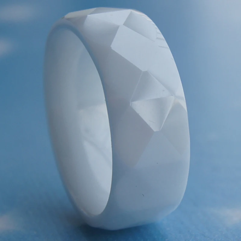 

cool facet white 8mm hi-tech scratch proof ceramic ring