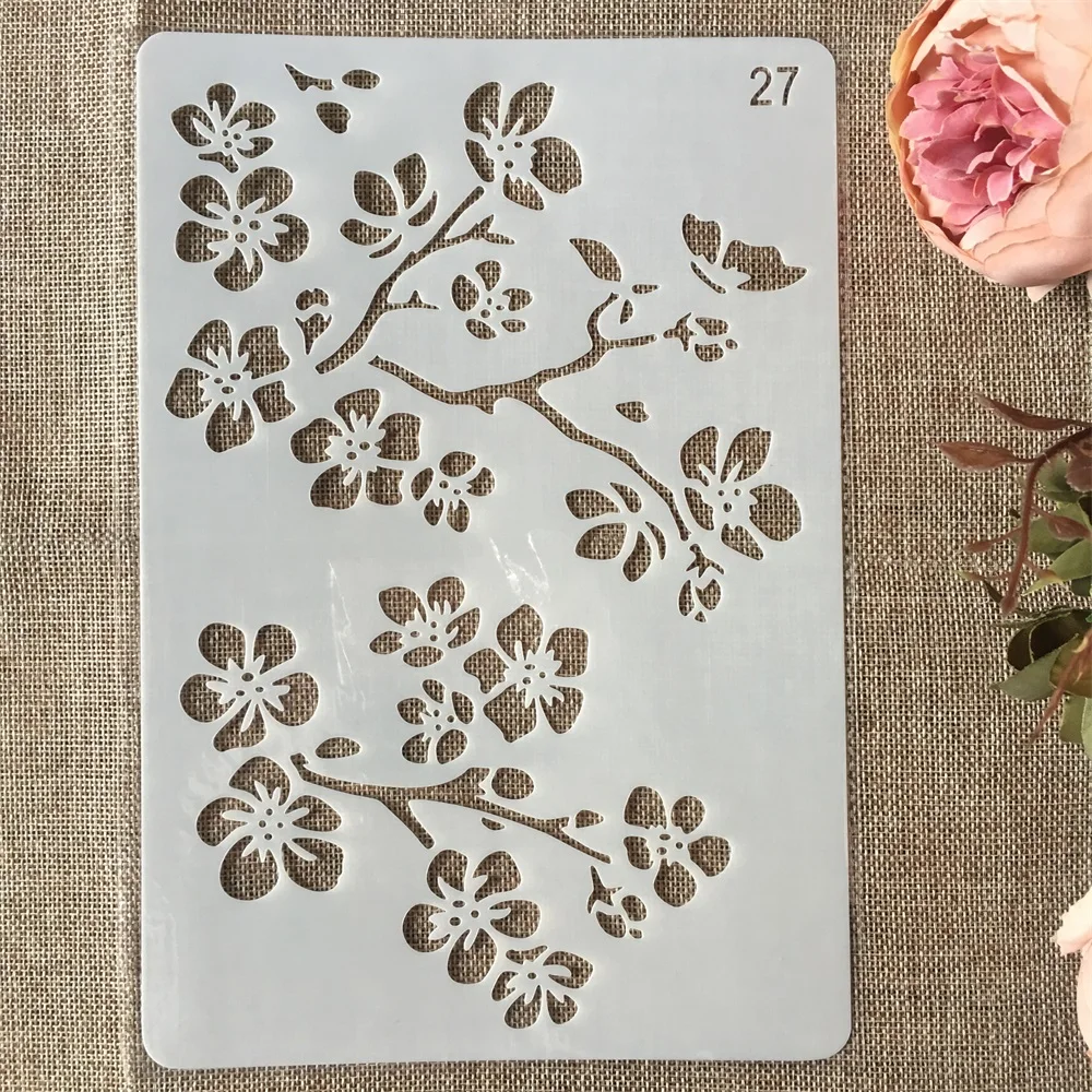 

New 26cm Flower Branch DIY Craft Layering Stencils Painting Scrapbooking Stamping Embossing Album Paper Card Template