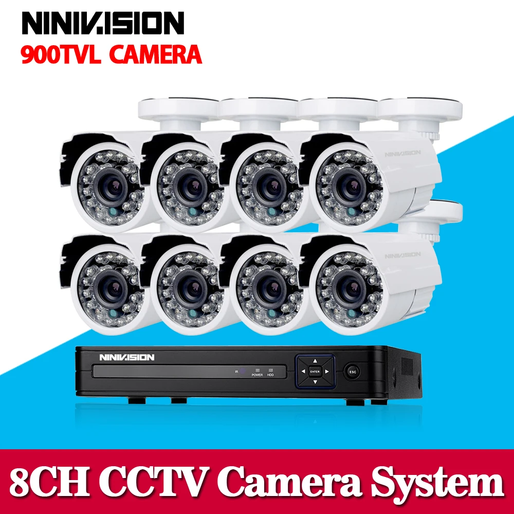 8CH DVR 8 channel security recorder HDMI and 8pcs 800TVL 24LED outdoor monitor cameras cctv kit surveillance camera video system