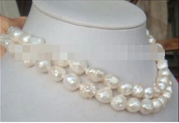 

Free shipping >>@ 1497 LONGER 32"12-13MM NATURAL SOUTH SEA GENUINE WHITE BAROQUE PEARL NECKLACE