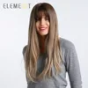Element 22 inch Long Synthetic Wig with Bangs High Density Dark Root Natural Headline Heat Resistant Hair Wigs for Women 3 Color 1