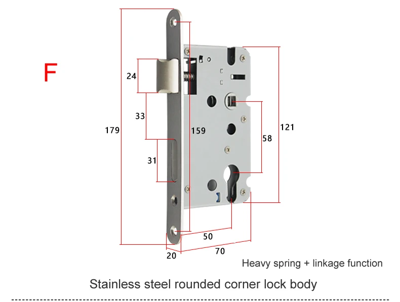 5850 корпус замка, нержавеющая сталь, длина 165, анти-замок, тяжелая пружина, медный замок, Раздельный корпус, круглая головка - Цвет: F