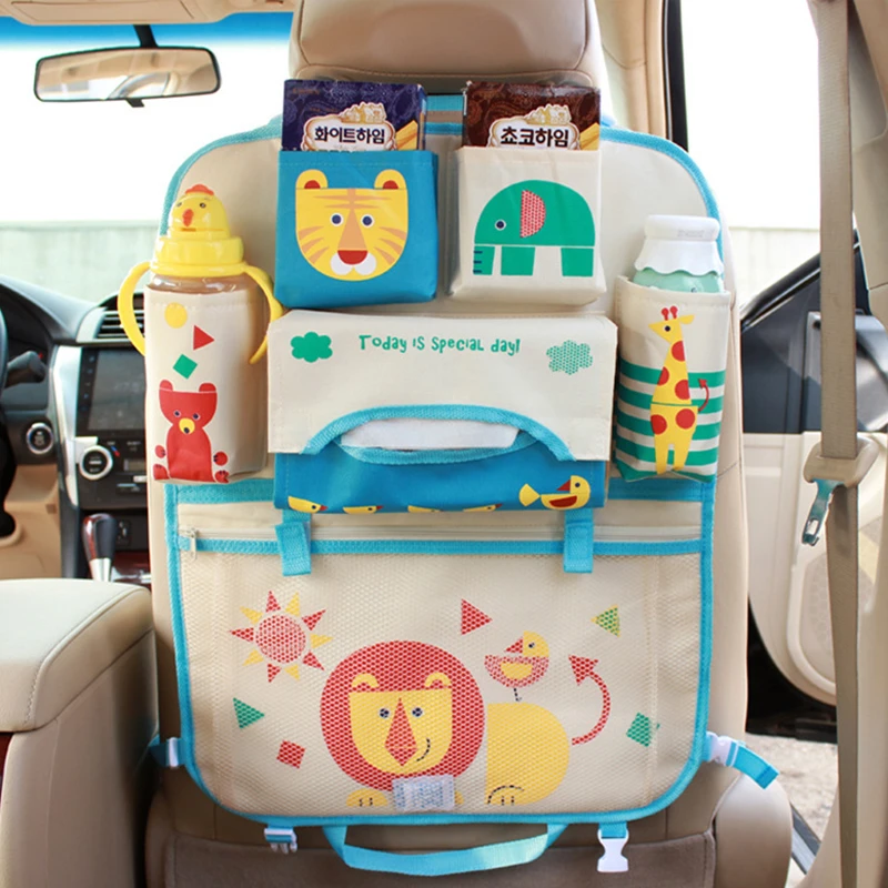 Креативный мультяшный Органайзер на заднюю часть сиденья автомобиля, сумка для хранения, детские игрушки, защитная крышка для путешествий, аксессуары для салона автомобиля