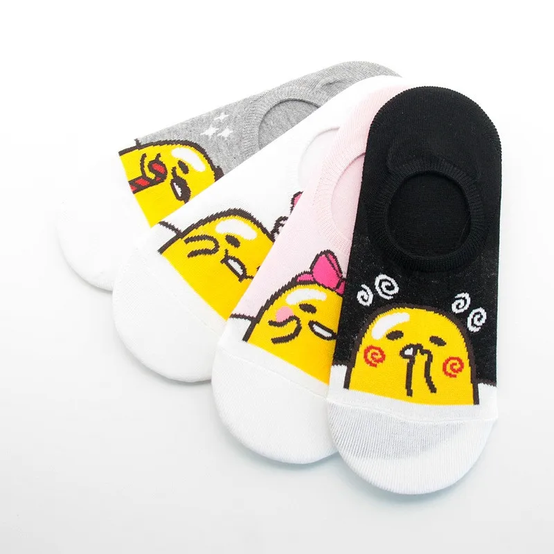 

Anime Gudetama Short Woman Sweat Comfortable Cotton Girl Women's Boat Socks Ankle Low Female Funny Socks 4 Pairs/Set